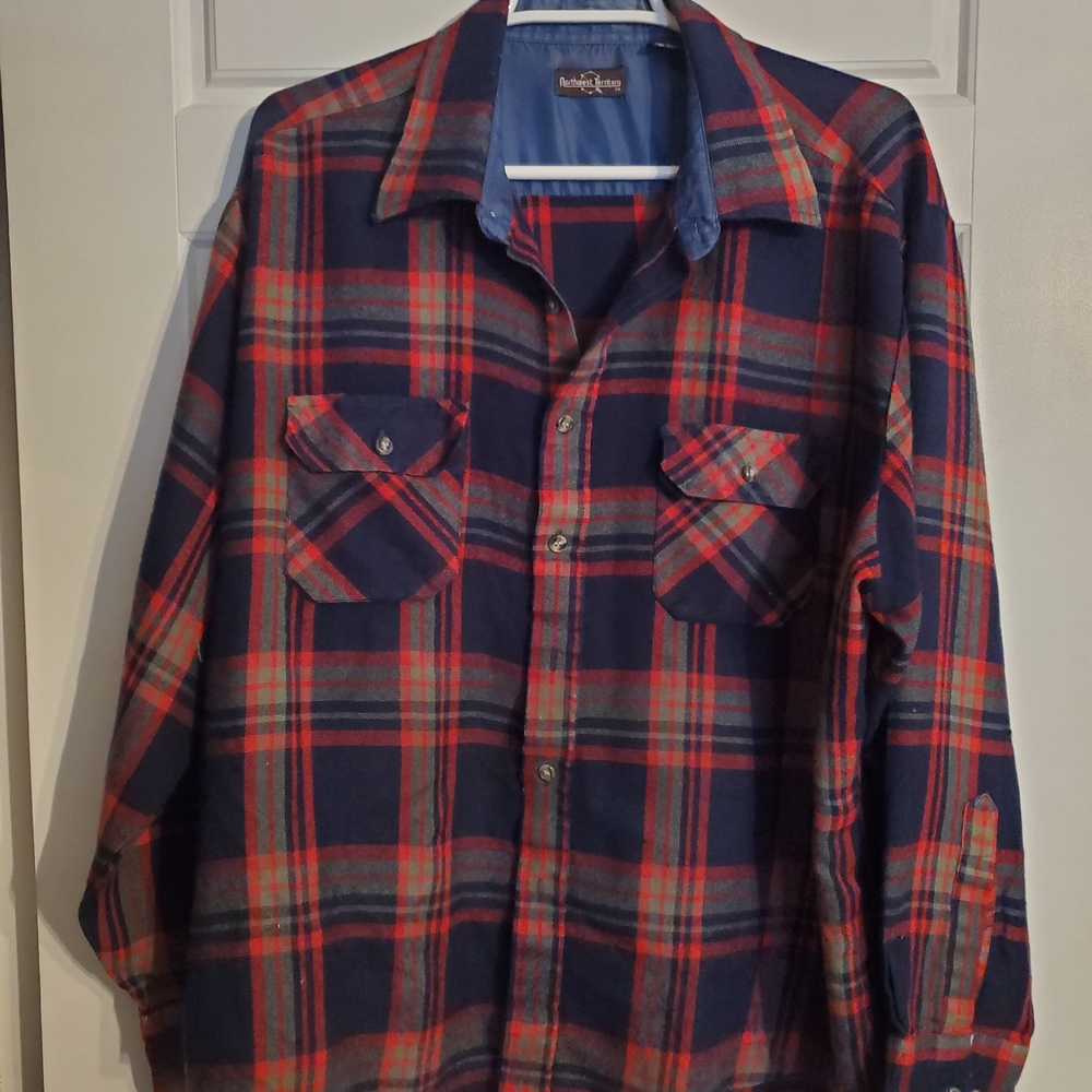 Northwest Territory Navy and Red Plaid Flannel Button-Down Shirt